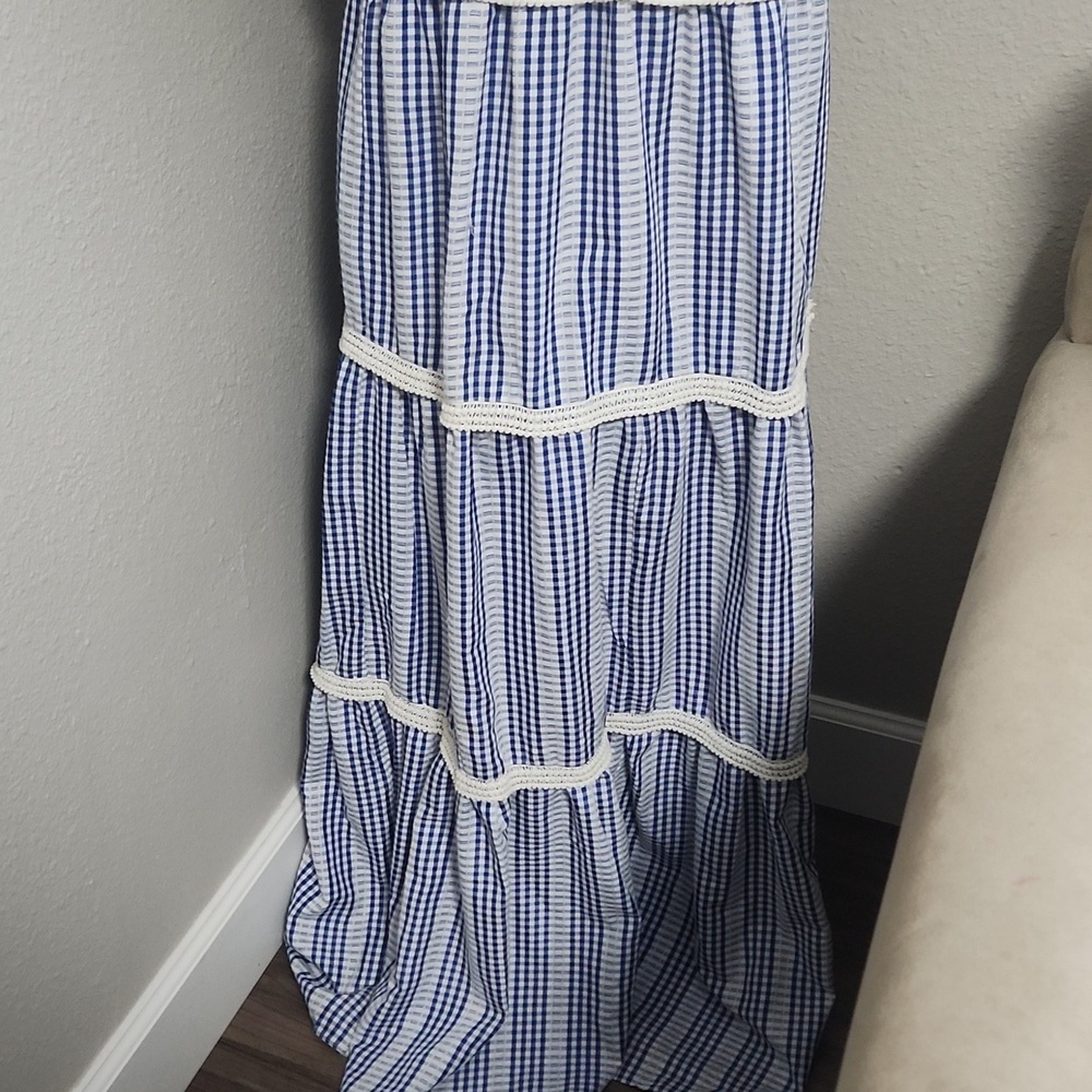 Julia Jordan Gingham Stripe Tiered Maxi Dress - Picture 3 of 7